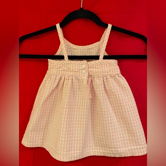 Oshkosh Baby Pink Plaid Seersucker Summer Dress Size XL (12 Months), Butterflies - Picture 5 of 8